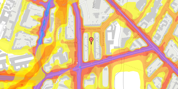 Trafikstøjkort på Asminderødgade 11, 2. th, 2200 København N