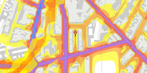 Trafikstøjkort på Asminderødgade 13, 2. th, 2200 København N