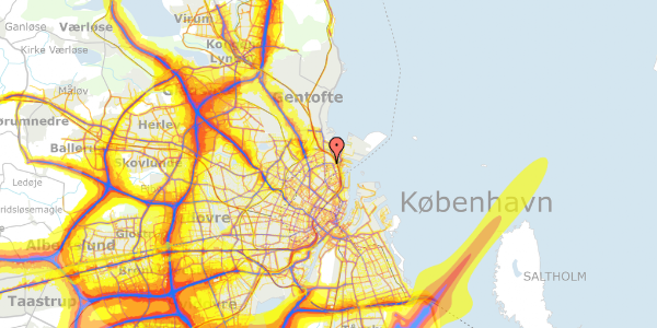 Trafikstøjkort på Assensgade 9, 2. th, 2100 København Ø