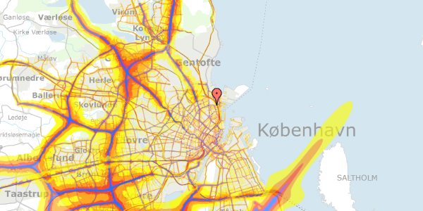 Trafikstøjkort på Assensgade 9, 2. tv, 2100 København Ø