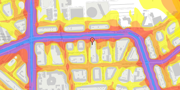 Trafikstøjkort på Assensgade 12, 3. th, 2100 København Ø