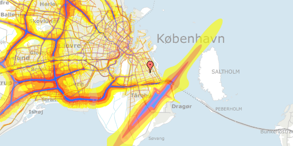 Trafikstøjkort på Athensvej 10B, 2300 København S