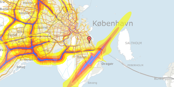 Trafikstøjkort på Athensvej 20, 2300 København S