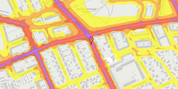 Trafikstøjkort på Backersvej 4, st. th, 2300 København S