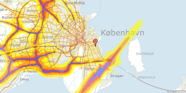 Trafikstøjkort på Backersvej 13, st. th, 2300 København S