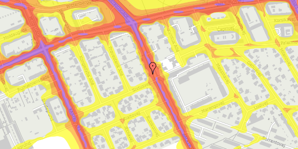 Trafikstøjkort på Backersvej 16, st. 1, 2300 København S