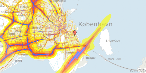 Trafikstøjkort på Backersvej 73, 2300 København S