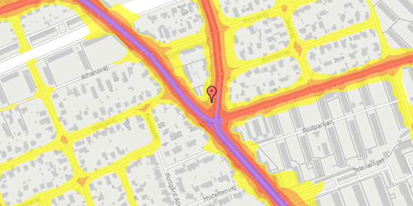 Trafikstøjkort på Backersvej 184, 2300 København S