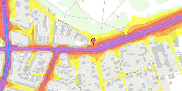 Trafikstøjkort på Bag Søndermarken 1A, 1. 3, 2000 Frederiksberg