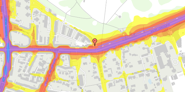 Trafikstøjkort på Bag Søndermarken 1A, 2. 2, 2000 Frederiksberg