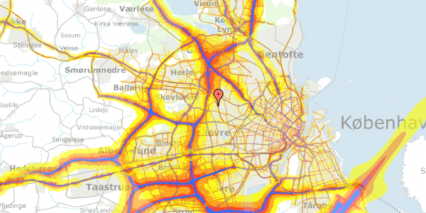 Trafikstøjkort på Bakkekammen 29A, kl. , 2700 Brønshøj