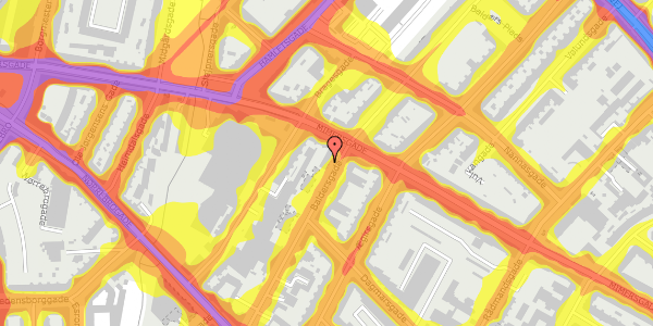 Trafikstøjkort på Baldersgade 9, 1. th, 2200 København N