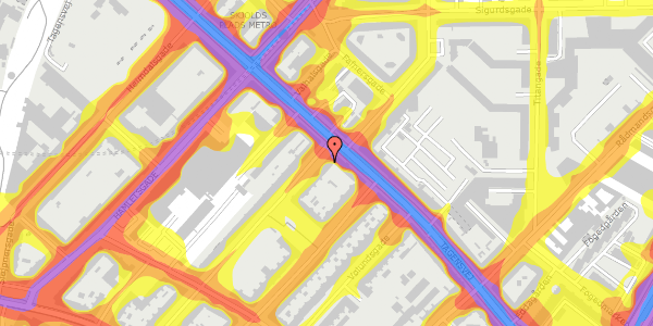 Trafikstøjkort på Baldersgade 76, 5. tv, 2200 København N