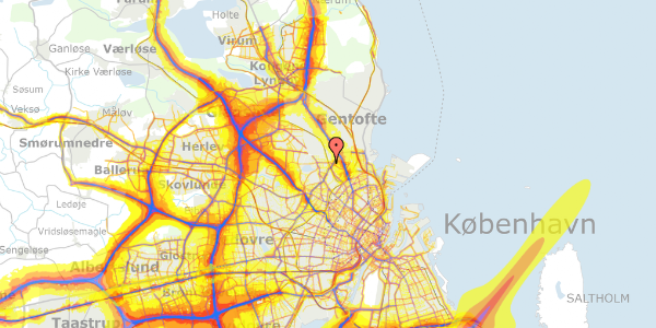 Trafikstøjkort på Banebrinken 95, 3. 47, 2400 København NV