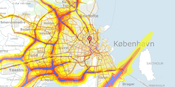 Trafikstøjkort på Bangertsgade 12, 1. th, 2200 København N