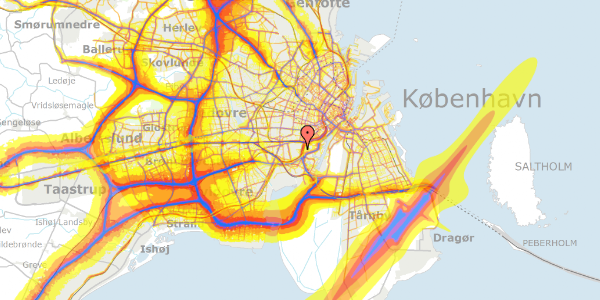 Trafikstøjkort på Bavnehøj Allé 9, 2. th, 2450 København SV