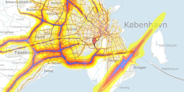 Trafikstøjkort på Beethovensvej 3, 1. th, 2450 København SV