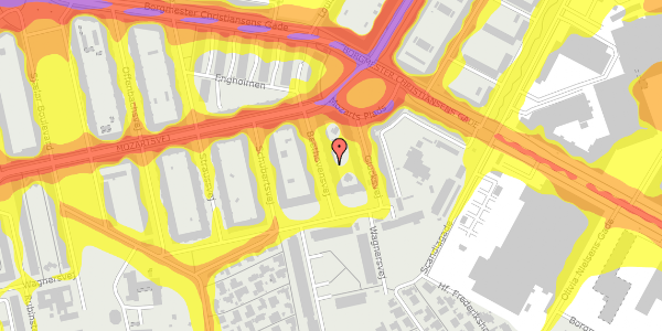 Trafikstøjkort på Beethovensvej 6, 1. tv, 2450 København SV