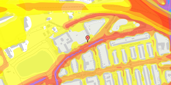 Trafikstøjkort på Bellmansgade 11, 4. th, 2100 København Ø