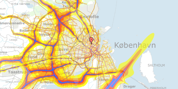 Trafikstøjkort på Birkegade 3, kl. th, 2200 København N