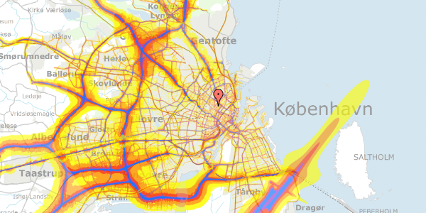 Trafikstøjkort på Birkegade 10, st. th, 2200 København N