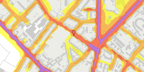 Trafikstøjkort på Birkegade 28, 1. tv, 2200 København N