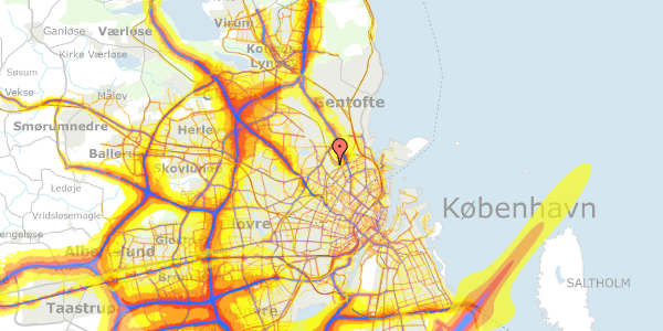 Trafikstøjkort på Bispebjerg Bakke 18D, 1. tv, 2400 København NV