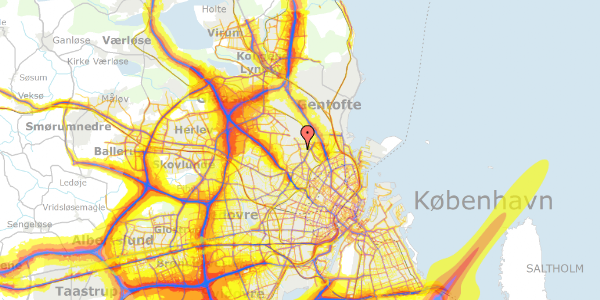 Trafikstøjkort på Bispebjerg Parkallé 45, 1. th, 2400 København NV