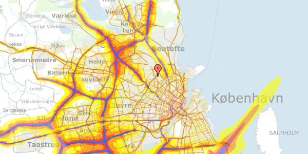 Trafikstøjkort på Bispeparken 19, 1. mf, 2400 København NV