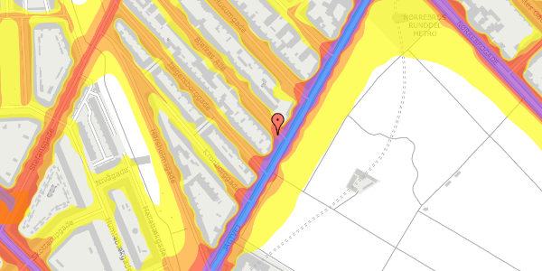 Trafikstøjkort på Bjelkes Allé 1, 1. th, 2200 København N