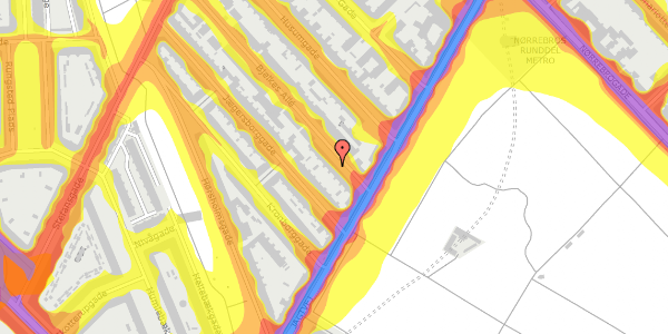 Trafikstøjkort på Bjelkes Allé 7, kl. th, 2200 København N