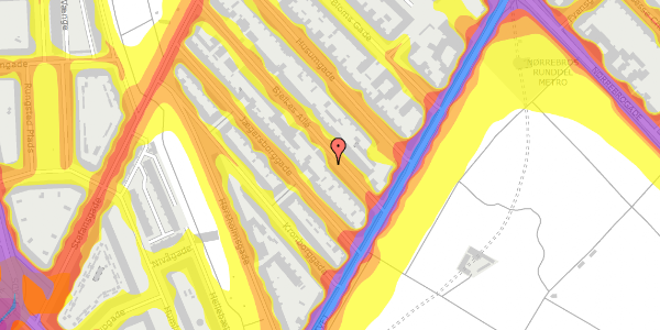 Trafikstøjkort på Bjelkes Allé 9A, 1. th, 2200 København N