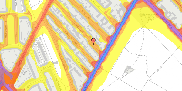 Trafikstøjkort på Bjelkes Allé 9, 2. th, 2200 København N