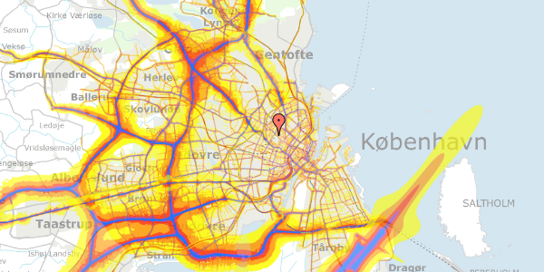 Trafikstøjkort på Bjelkes Allé 12, 1. 3, 2200 København N