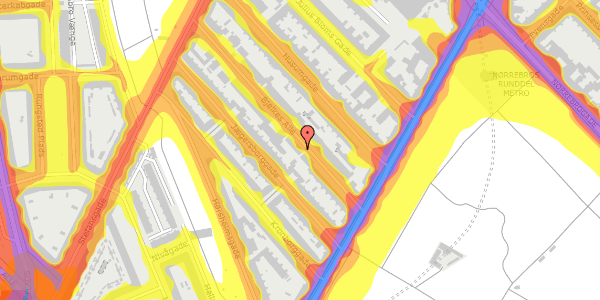 Trafikstøjkort på Bjelkes Allé 13, 2. th, 2200 København N