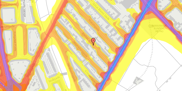 Trafikstøjkort på Bjelkes Allé 17, 2. th, 2200 København N