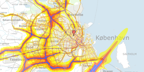 Trafikstøjkort på Bjelkes Allé 28B, st. 52, 2200 København N