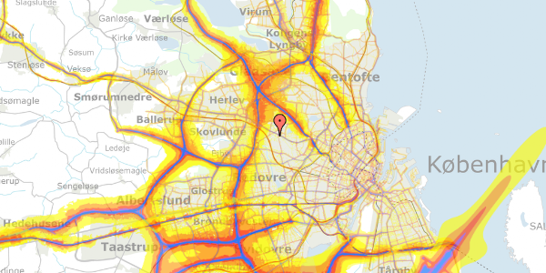 Trafikstøjkort på Bjergstedvej 13, 1. 301, 2700 Brønshøj