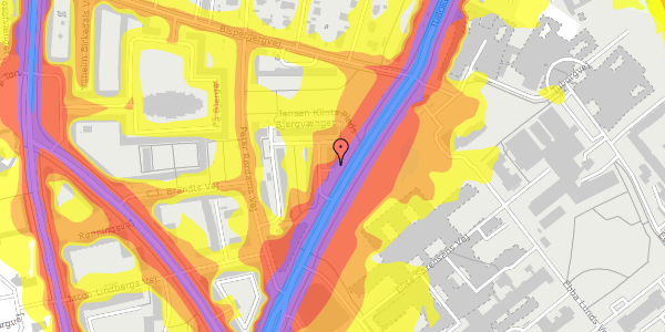 Trafikstøjkort på Bjergvænget 1, 1. th, 2400 København NV