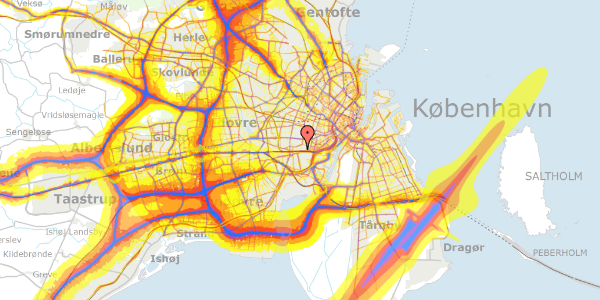 Trafikstøjkort på Bjerregårds Sidevej 3, 2500 Valby