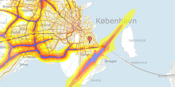 Trafikstøjkort på Bjørneklovej 1, st. 1, 2300 København S