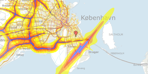 Trafikstøjkort på Bjørneklovej 2, st. 2, 2300 København S