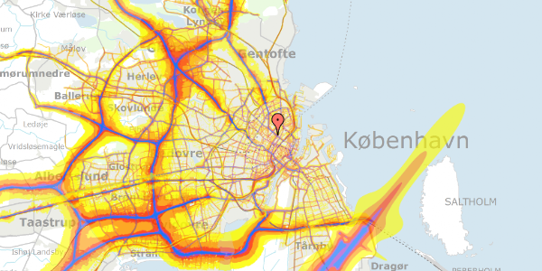 Trafikstøjkort på Blegdamsvej 14B, 2200 København N