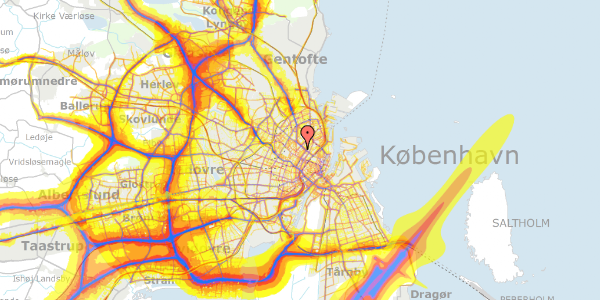 Trafikstøjkort på Blegdamsvej 14E, 1. 1, 2200 København N