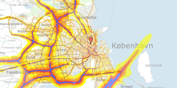 Trafikstøjkort på Blegdamsvej 16E, 1. 11, 2200 København N