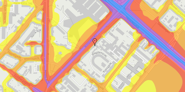 Trafikstøjkort på Blegdamsvej 20A, 3. th, 2200 København N