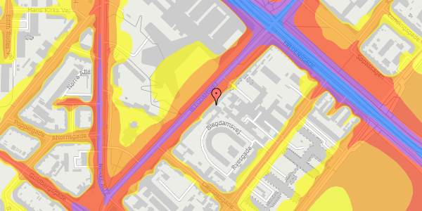 Trafikstøjkort på Blegdamsvej 20, kl. , 2200 København N