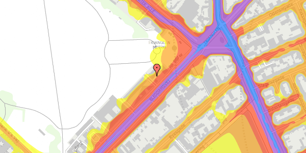 Trafikstøjkort på Blegdamsvej 29A, 3. 410, 2100 København Ø