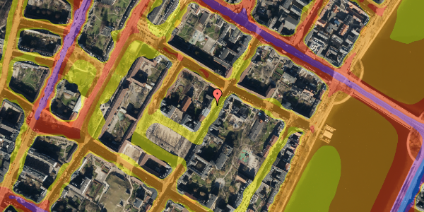 Trafikstøjkort på Blågårdsgade 14, 2. tv, 2200 København N