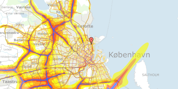 Trafikstøjkort på Bogensegade 3, st. th, 2100 København Ø